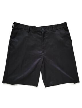 IZOD Men's 36" Flat Front Dress Shorts Black Relaxed Fit Chino Casual Golf